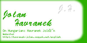 jolan havranek business card